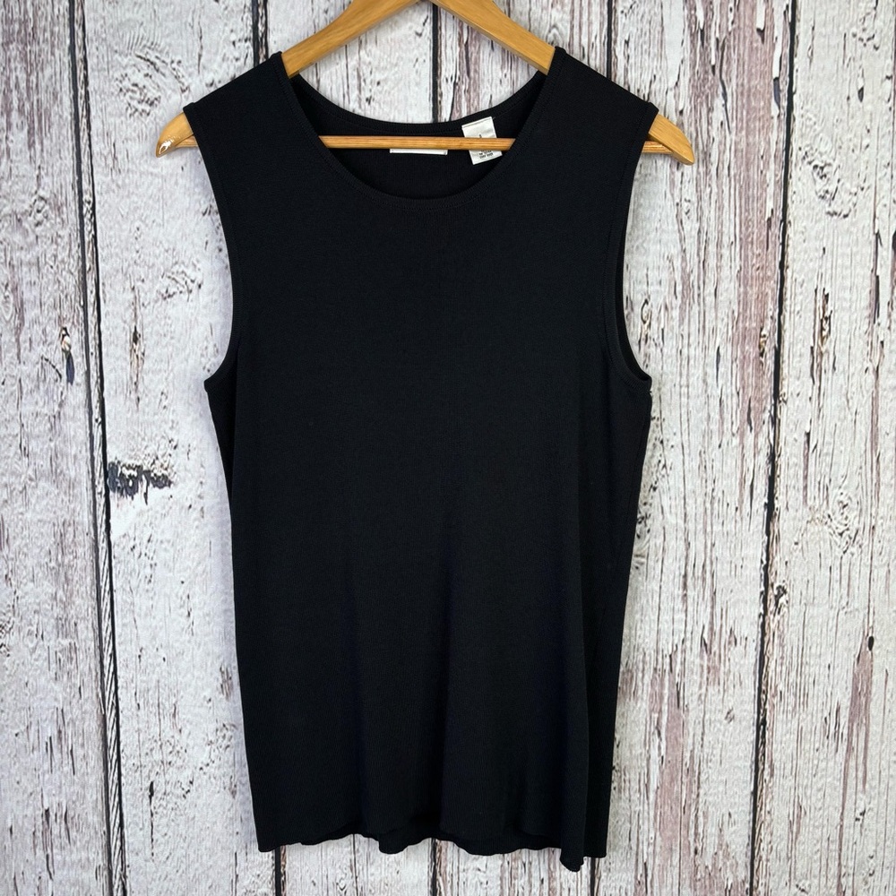 Laura Ashley Vintage 1990s Black Knit Sleeveless Top Shell‎ Small Rayon Nylon